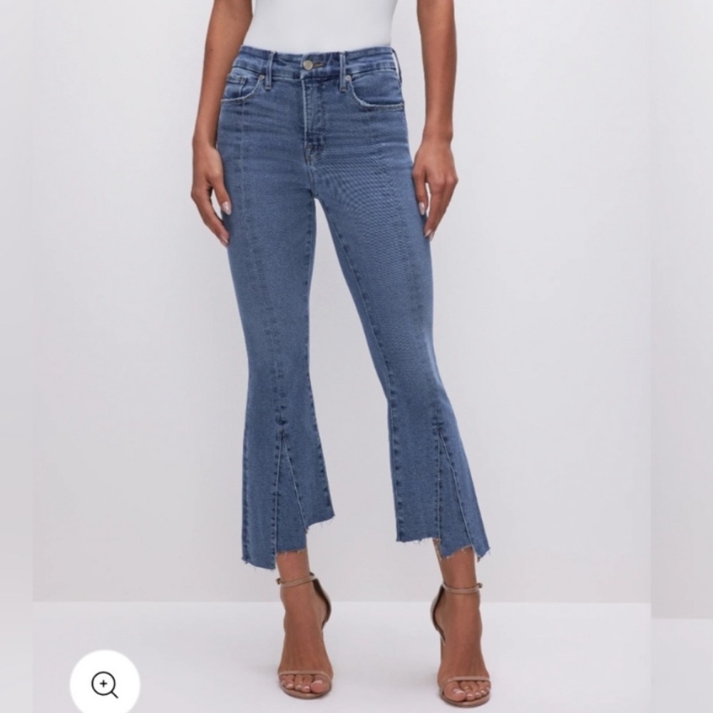Good American Good Legs Crop High-Rise Mini Boot Jeans size 30
